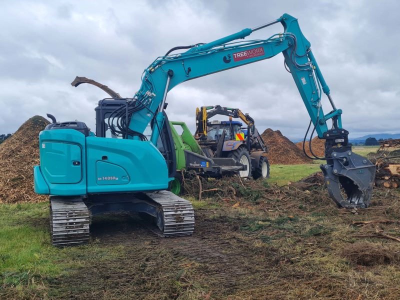 JG Trees carrying out whole tree chipping in North Canterbury